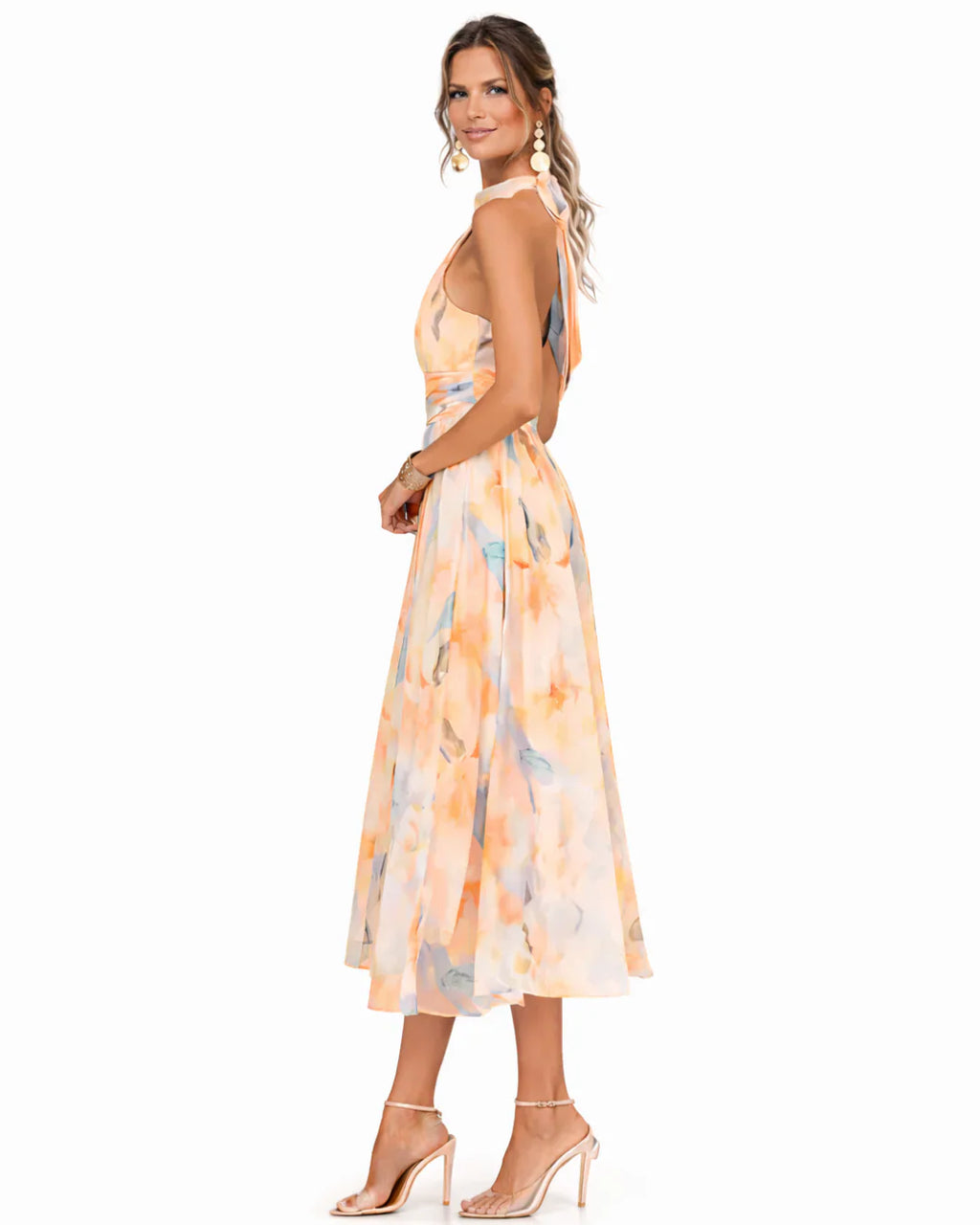 Aurora - Vestido halter con estampado acuarela
