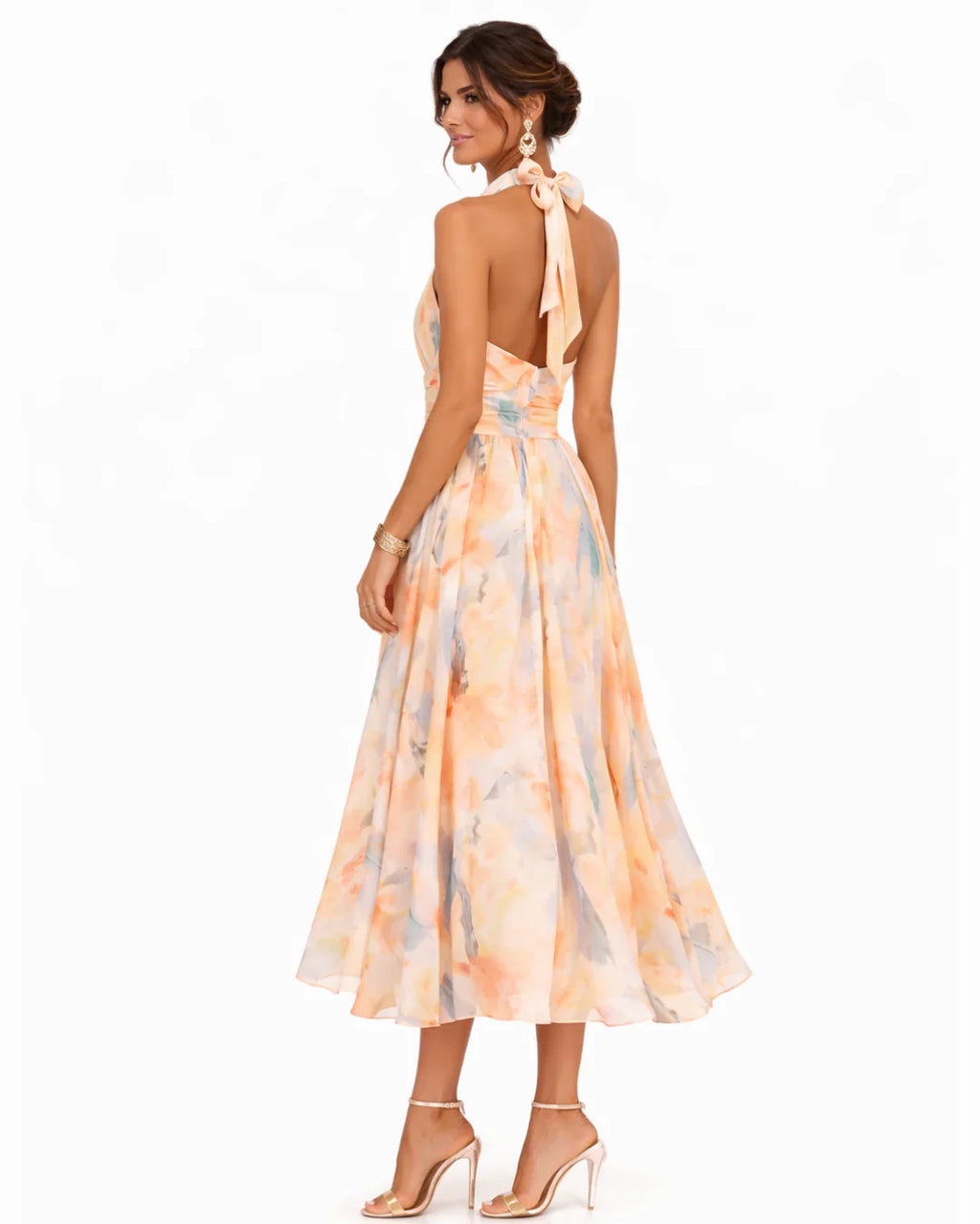 Aurora - Vestido halter con estampado acuarela