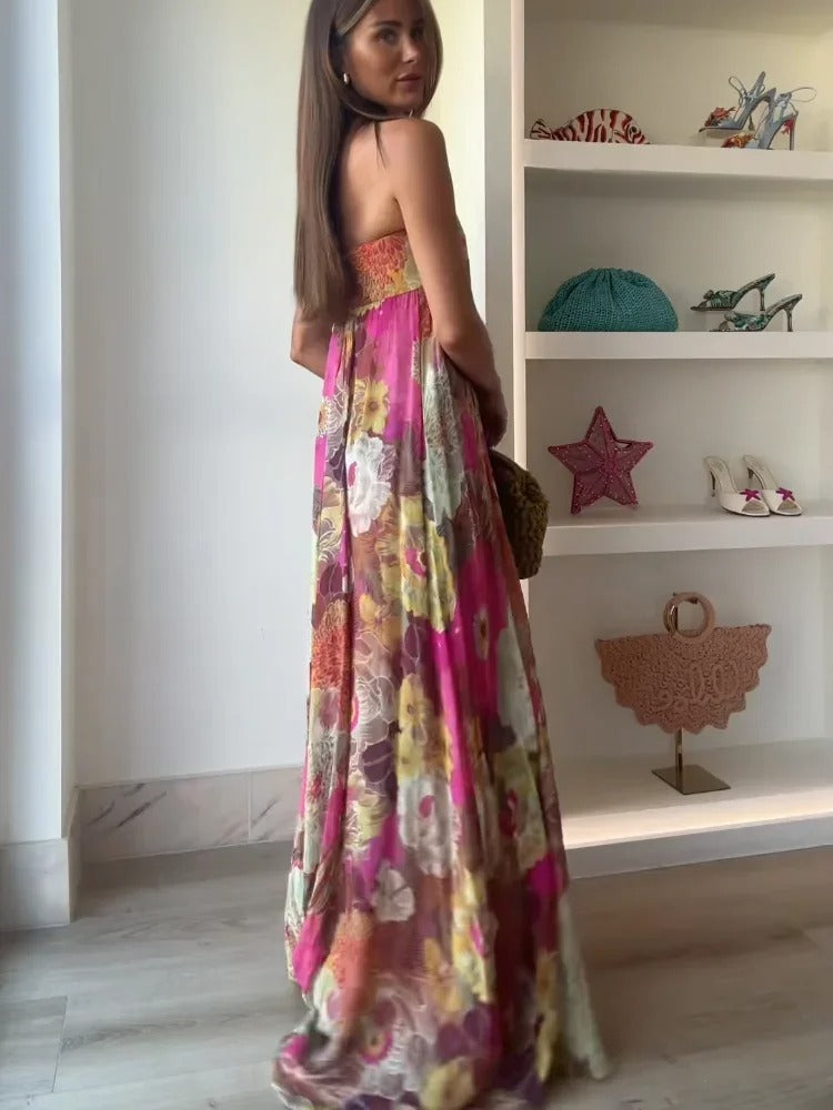 Adriana Vestido Maxi Floral de Un Hombro