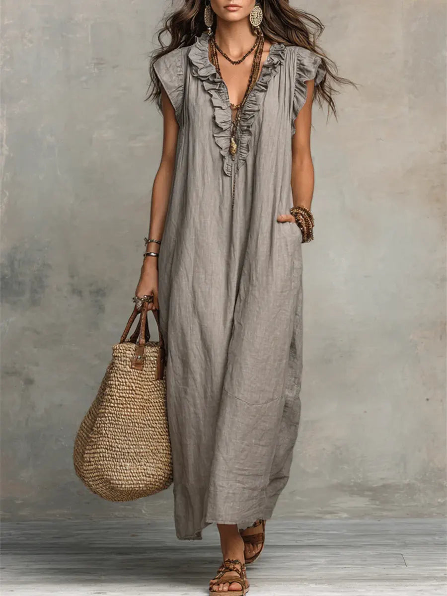 Olimpia Vestido Maxi Bohemio con Escote en V