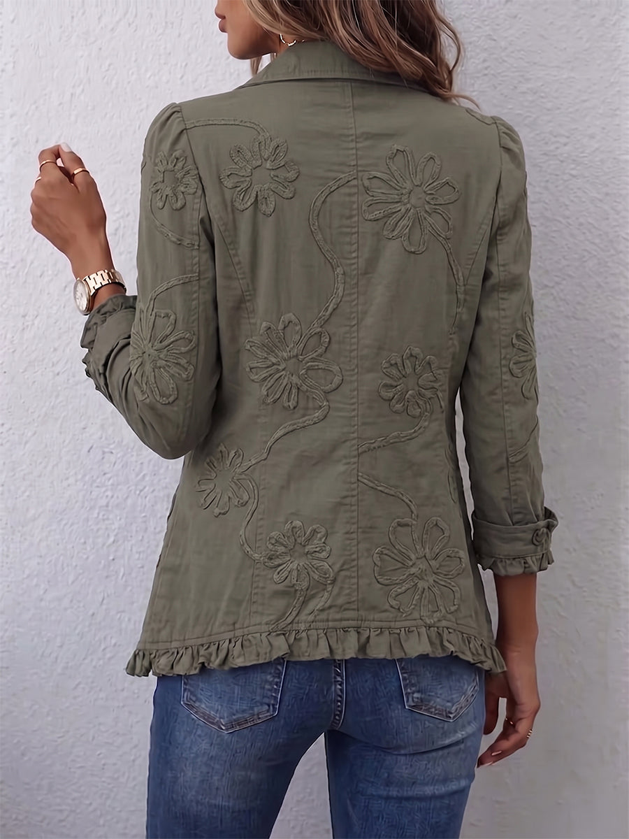Marisol Chaqueta Bordada Marfil con Volantes