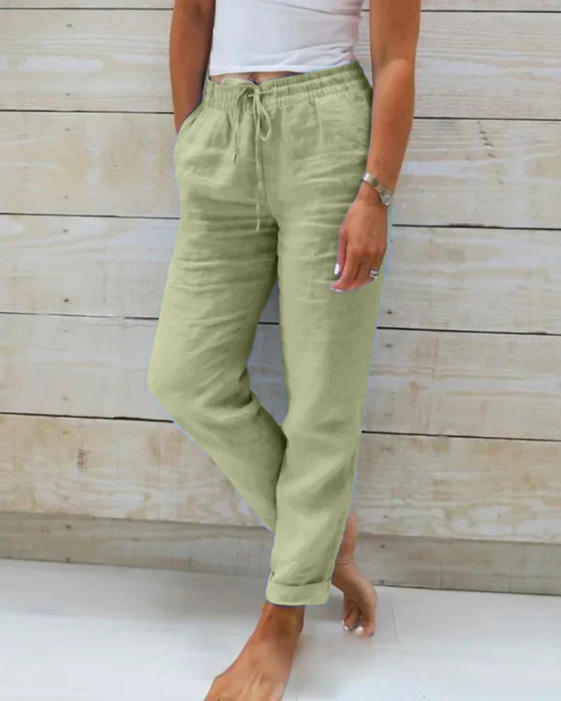 Pantalones ligeros de lino para mujer: transpirables y cómodos