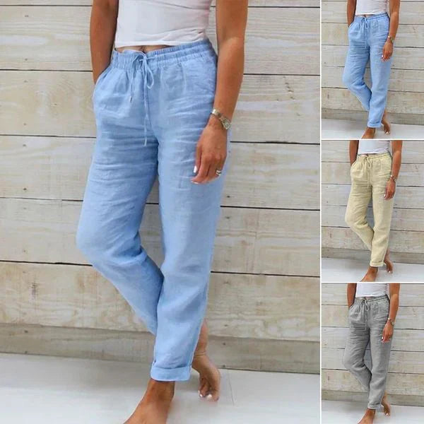 Pantalones ligeros de lino para mujer: transpirables y cómodos