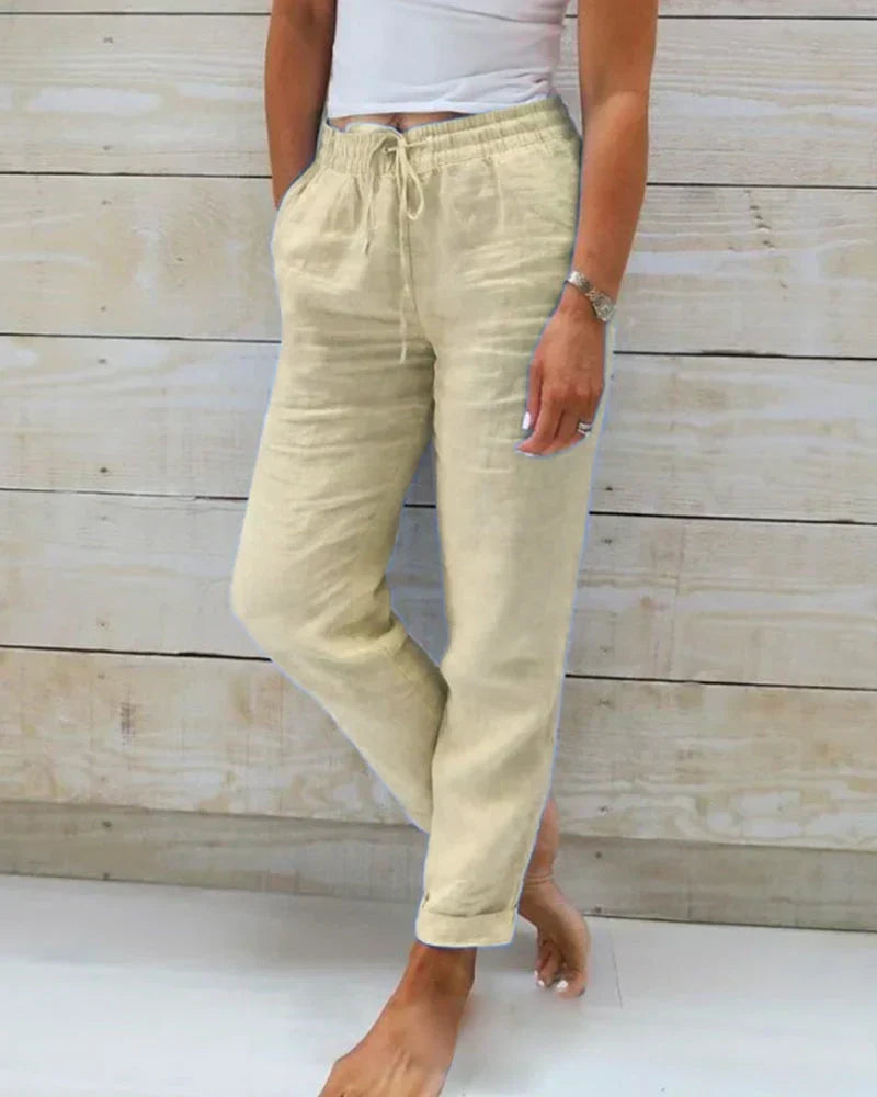 Pantalones ligeros de lino para mujer: transpirables y cómodos