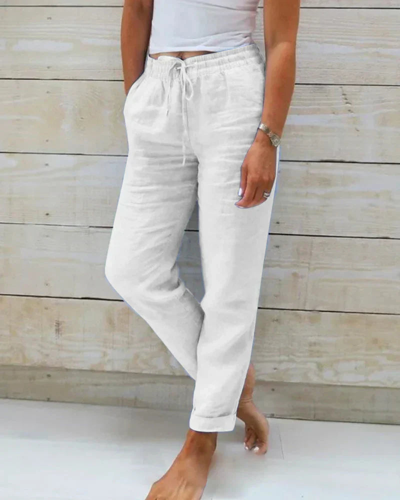 Pantalones ligeros de lino para mujer: transpirables y cómodos