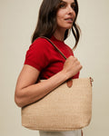 Raleno bolso shopper efecto rafia con bandolera extraíble