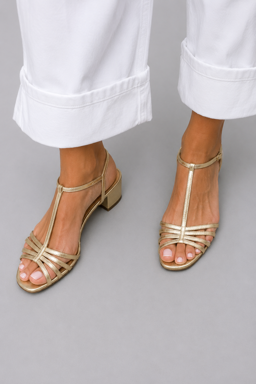 Sandalias de tacón metalizadas