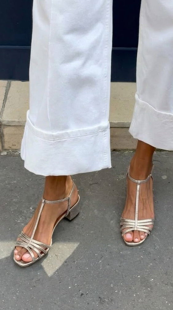 Sandalias de tacón metalizadas