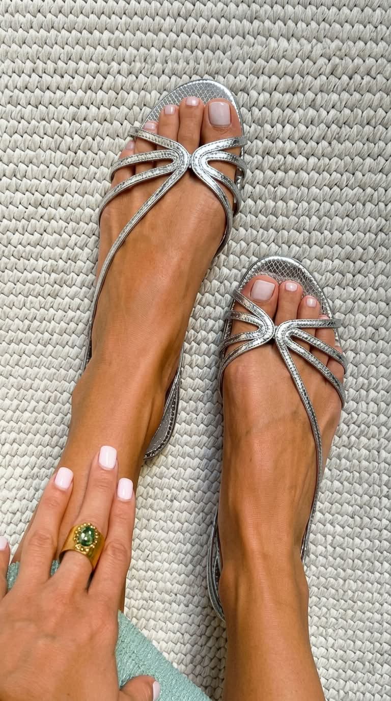 Sandalias de tiras metalizada