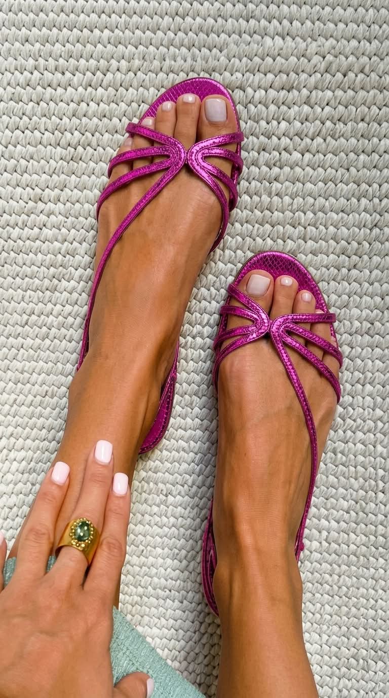 Sandalias de tiras metalizada