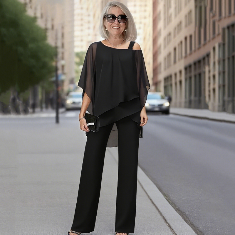 CLAUDIA™ | Conjunto Fluido de Chiffon con Corte Acampanado