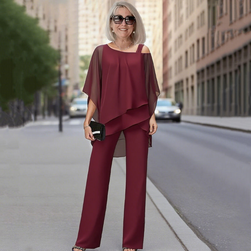 CLAUDIA™ | Conjunto Fluido de Chiffon con Corte Acampanado