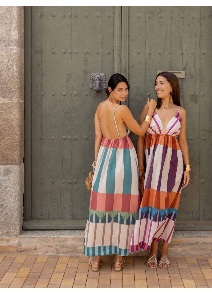 Lucía|Vestido de verano con estampado de rallas