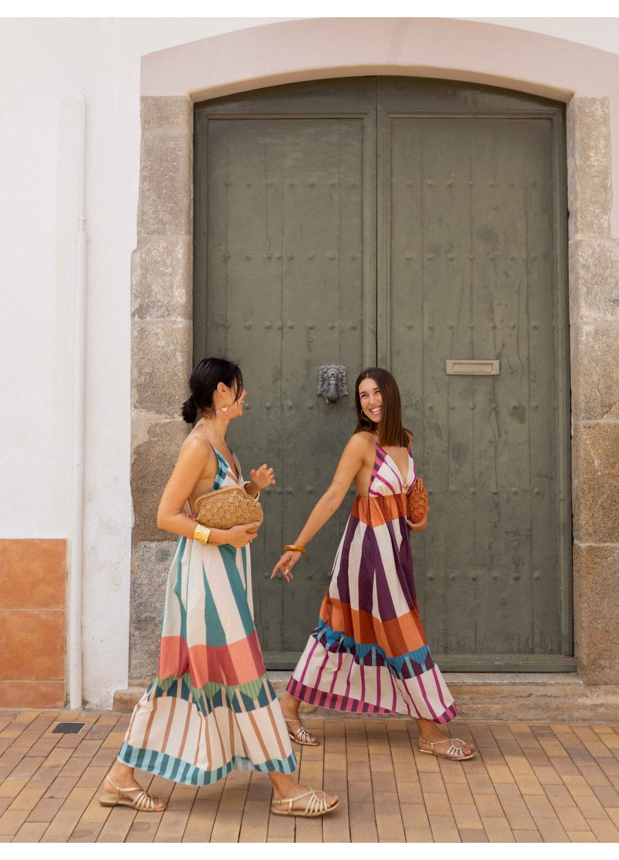 Lucía|Vestido de verano con estampado de rallas