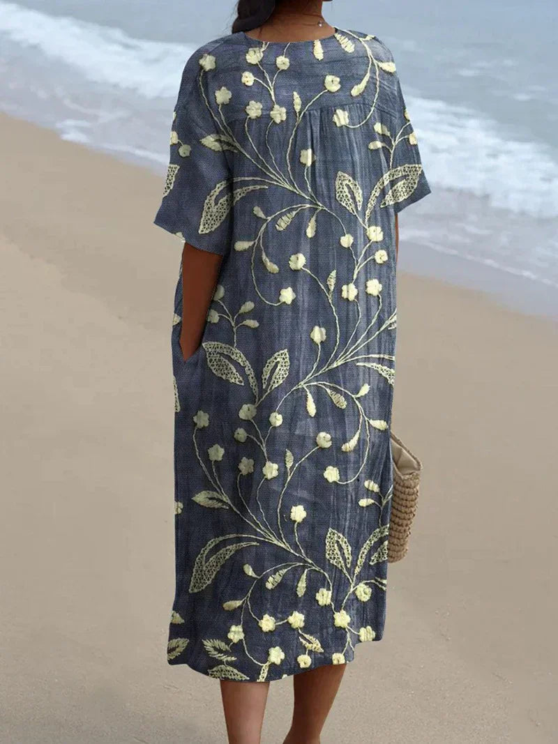 Sammy - Vestido Casual Flowy de Arte Floral Vintage
