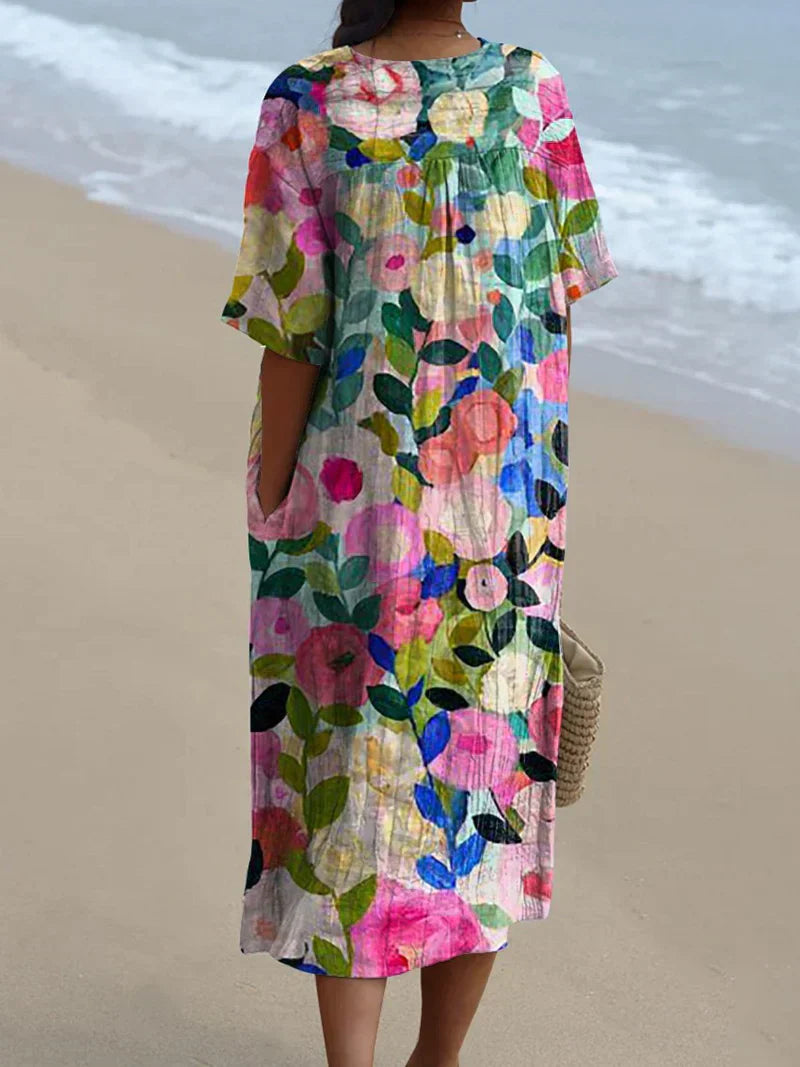 Margaret - Vestido Flowy con Estampado Floral Vibrante
